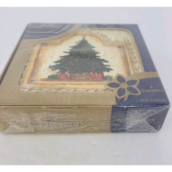 Pimpernel Christmas Eve Collection Cork-Backed Coasters, 4" sq. - Set of 6 - Picture 2 of 4